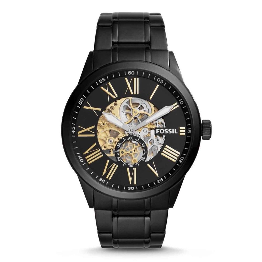 Fossil Flynn Accent Automatic Skeleton Steel 48mm - Picture 1 of 3